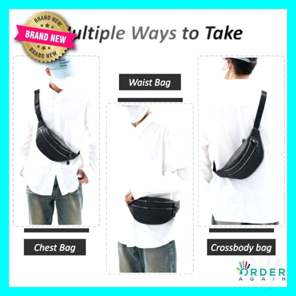 Genuine Leather Waist Pack Adjustable Strap Travel Hiking Cycling Running Fanny - Picture 3 of 6